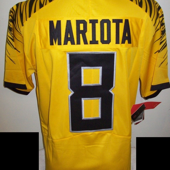 Oregon DUCKS #8 MARIOTA Sewn Jersey YELLOW - Picture 4 of 4